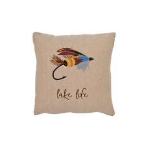 Mud Pie Lake Life Embroidered Pillow